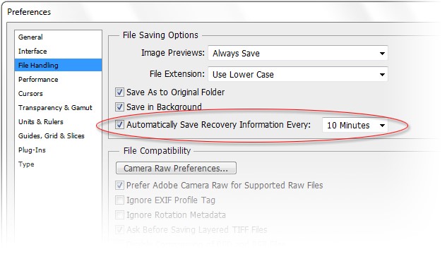 ذخیره خودکار در فتوشاپ