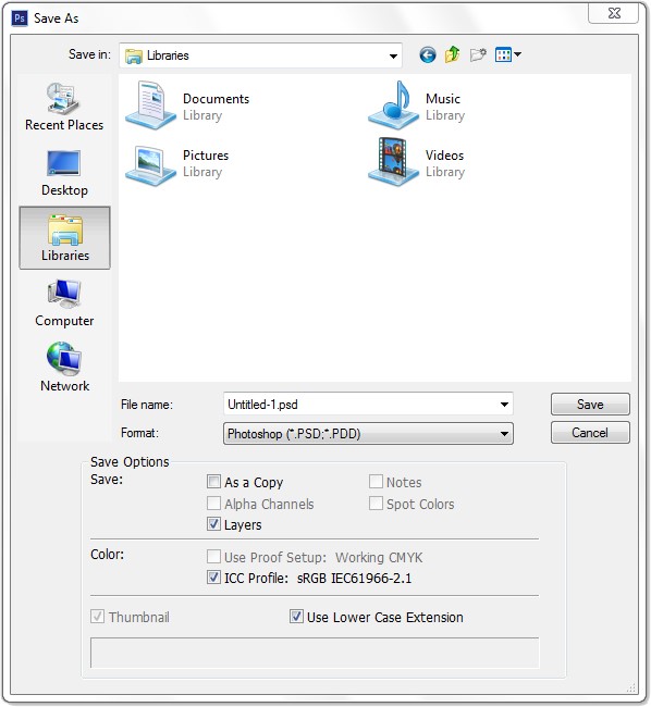 ذخیره جدید در فتوشاپ