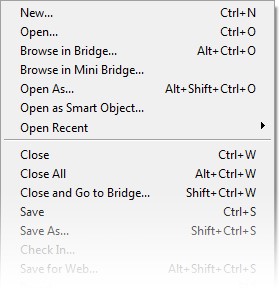 منوی فایل در فتوشاپ