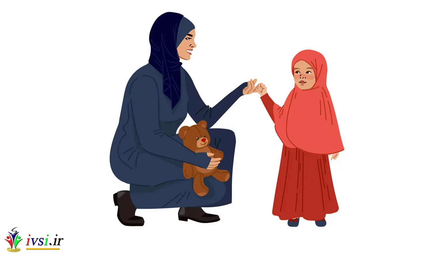 تصویر وکتور مادر و دختر مسلمان خانواده خاورمیانه