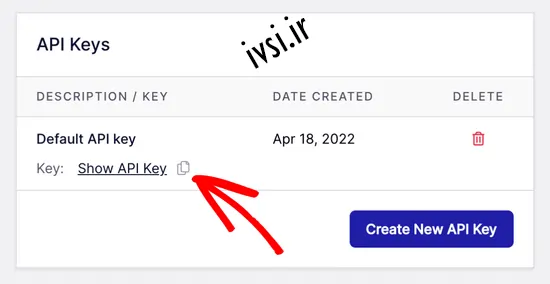 برای کپی کردن کلید API در SendLayer کلیک کنید