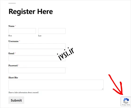 فرم ثبت نام کاربر وردپرس سفارشی با Google reCAPTCHA