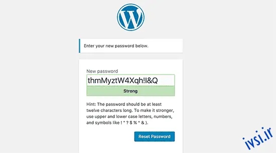 یک رمز عبور جدید برای حساب وردپرس خود وارد کنید