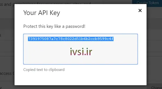 کلید Cloudflare API را کپی کنید